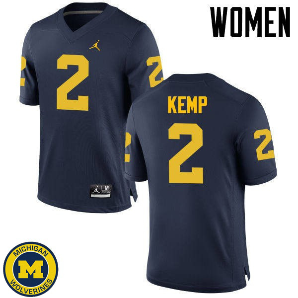 Women's Michigan Wolverines #2 Carlo Kemp Navy College Game Jersey